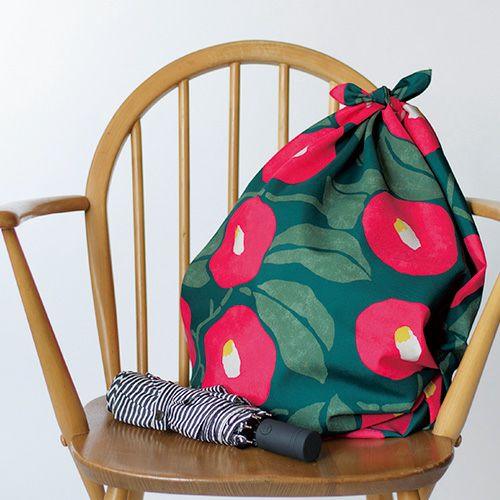 Camellia Green by Yumeji Takehisa / Water-repellent Art Furoshiki 100 x 100cm - Nagamochi Shop