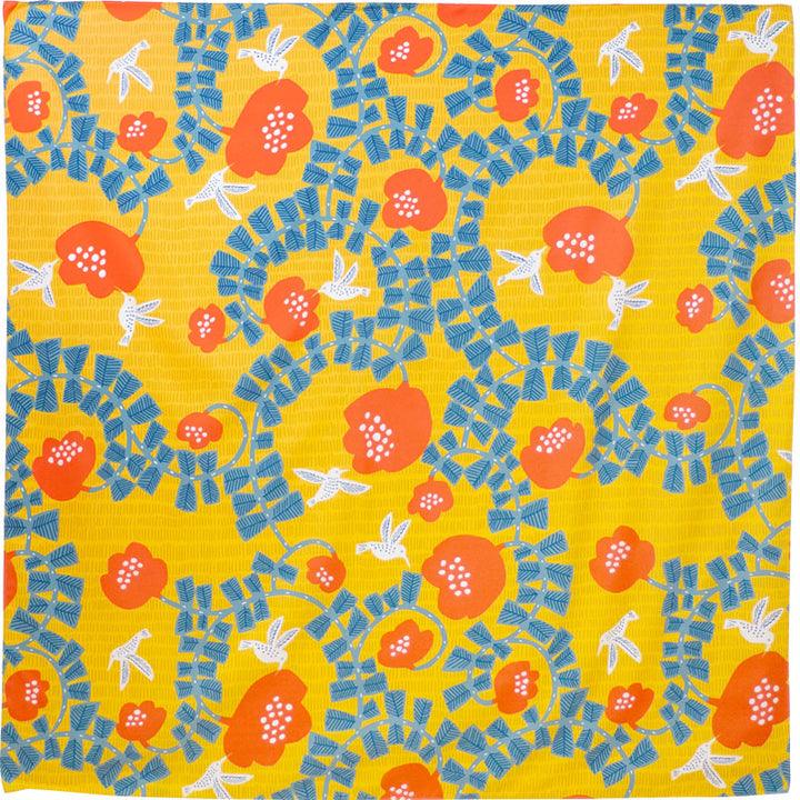 Hummingbird / Water-repellent Furoshiki 100 x 100cm Yellow - Nagamochi Shop