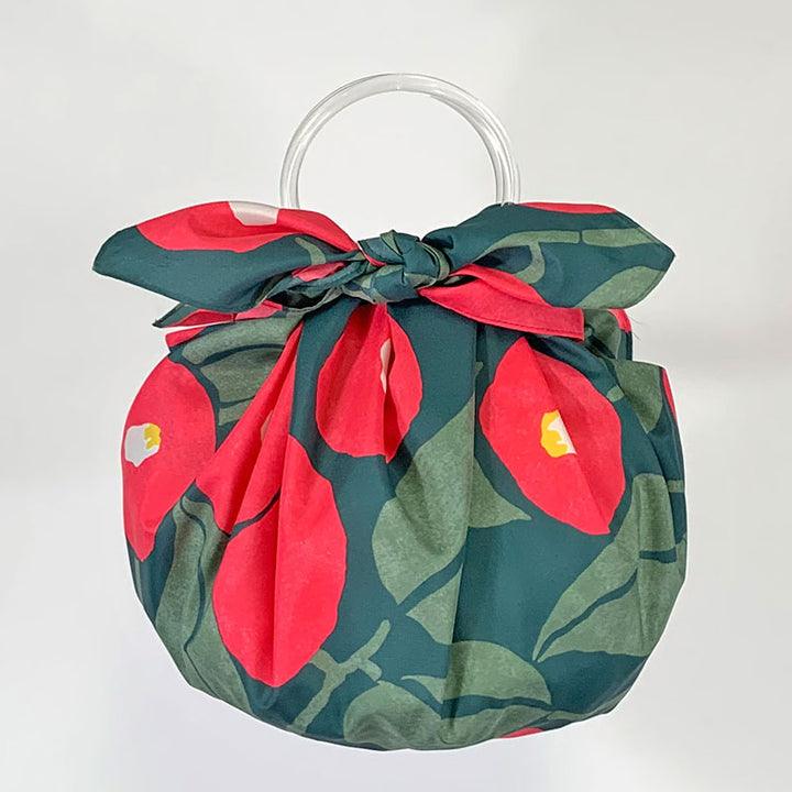 Camellia Green by Yumeji Takehisa / Water-repellent Art Furoshiki 100 x 100cm - Nagamochi Shop