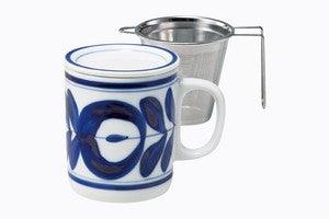 Hasami Porcelain Mug with Lid and Tea Strainer - Nagamochi Shop