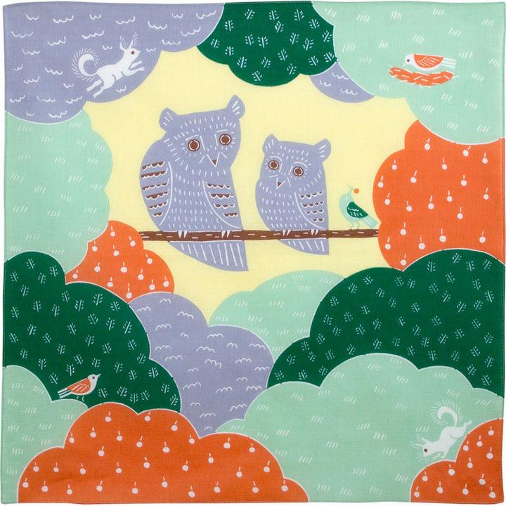 Art Furoshiki (Owl Green) 50cmx50cm - Nagamochi Shop