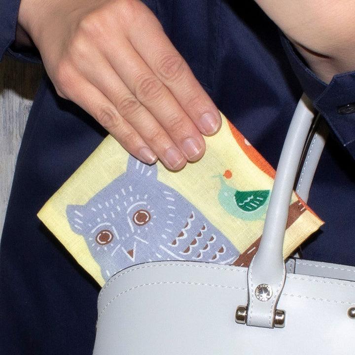 Art Furoshiki (Owl Green) 50cmx50cm - Nagamochi Shop