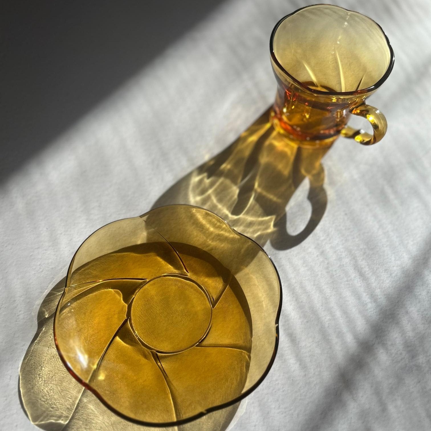 Vintage Glass Cup and Saucer by Ishizuka Glass (Adelex) - Nagamochi Shop