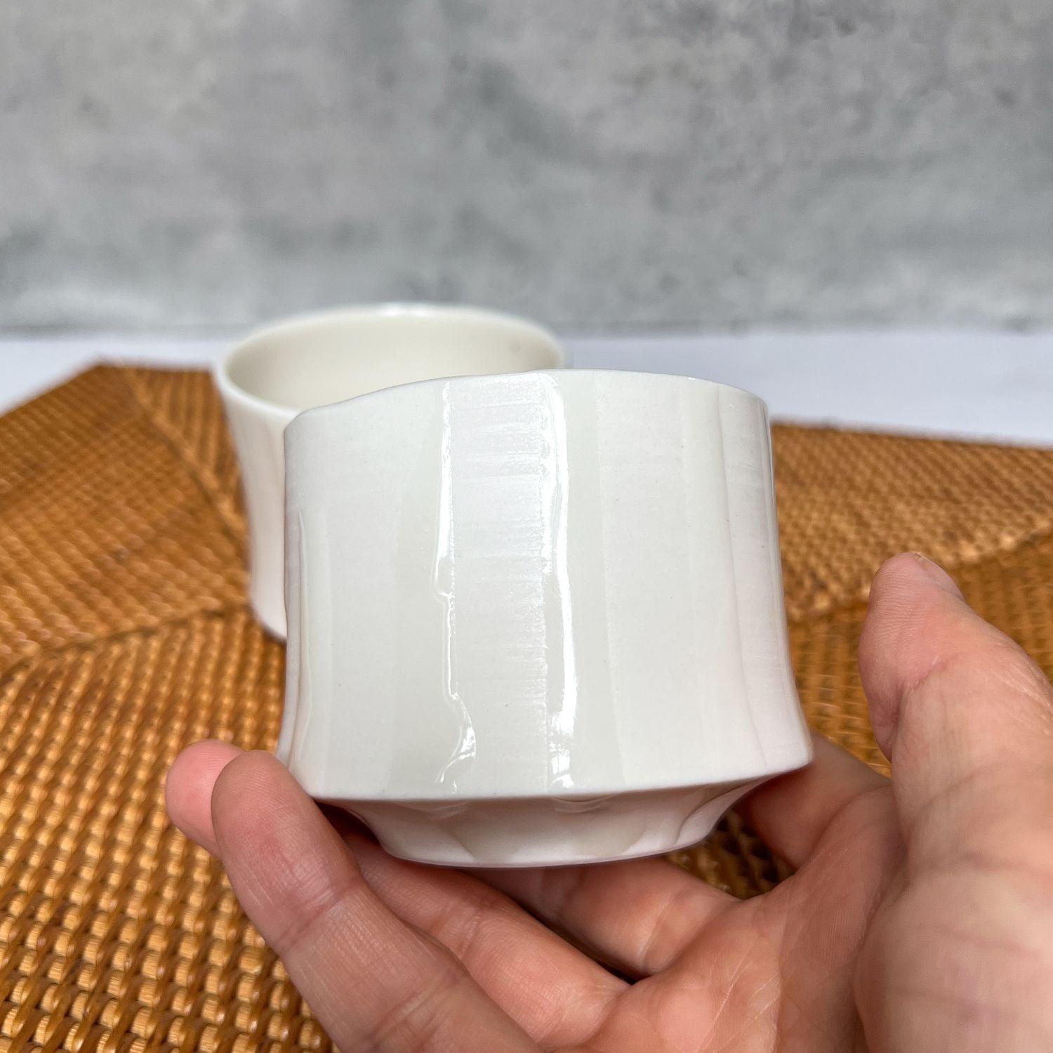 Local Handmade Stackable Tea Cup : Lustrous Streaks - Nagamochi Shop