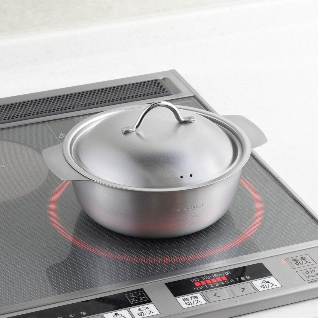 18cm Stainless Steel Pot with Lid / YOSHIKAWA - Nagamochi Shop