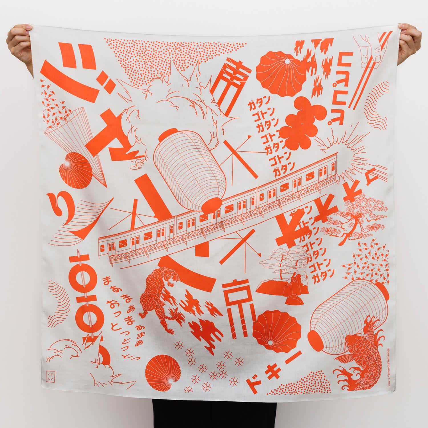 Handmade Art Furoshiki "Tokyo Manga" - Nagamochi Shop