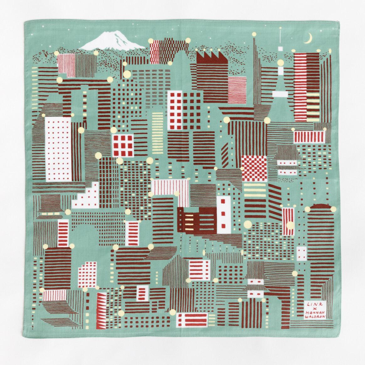 Handmade Art Furoshiki "Tokyo Matcha" - Nagamochi Shop