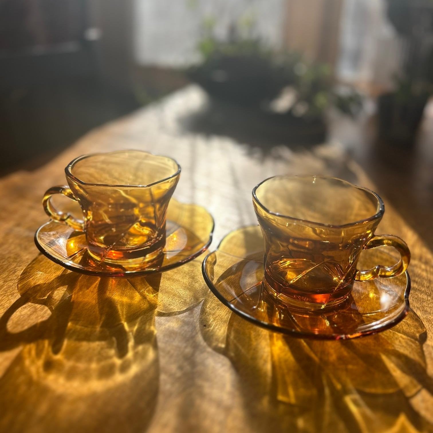 Vintage Glass Cup and Saucer by Ishizuka Glass (Adelex) - Nagamochi Shop