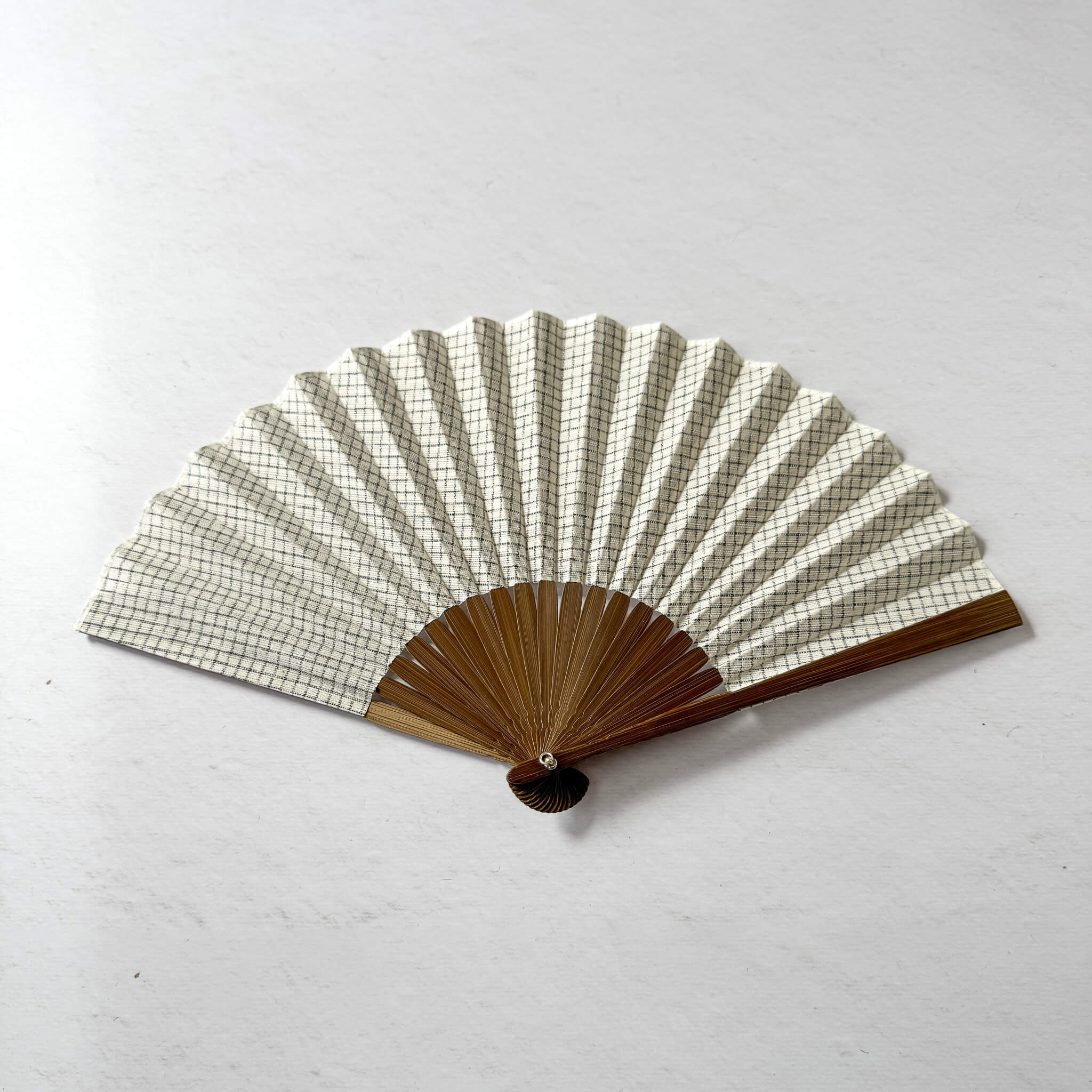 Japanese Awa Shijira Cotton Folding Fan by Nagao Orifu