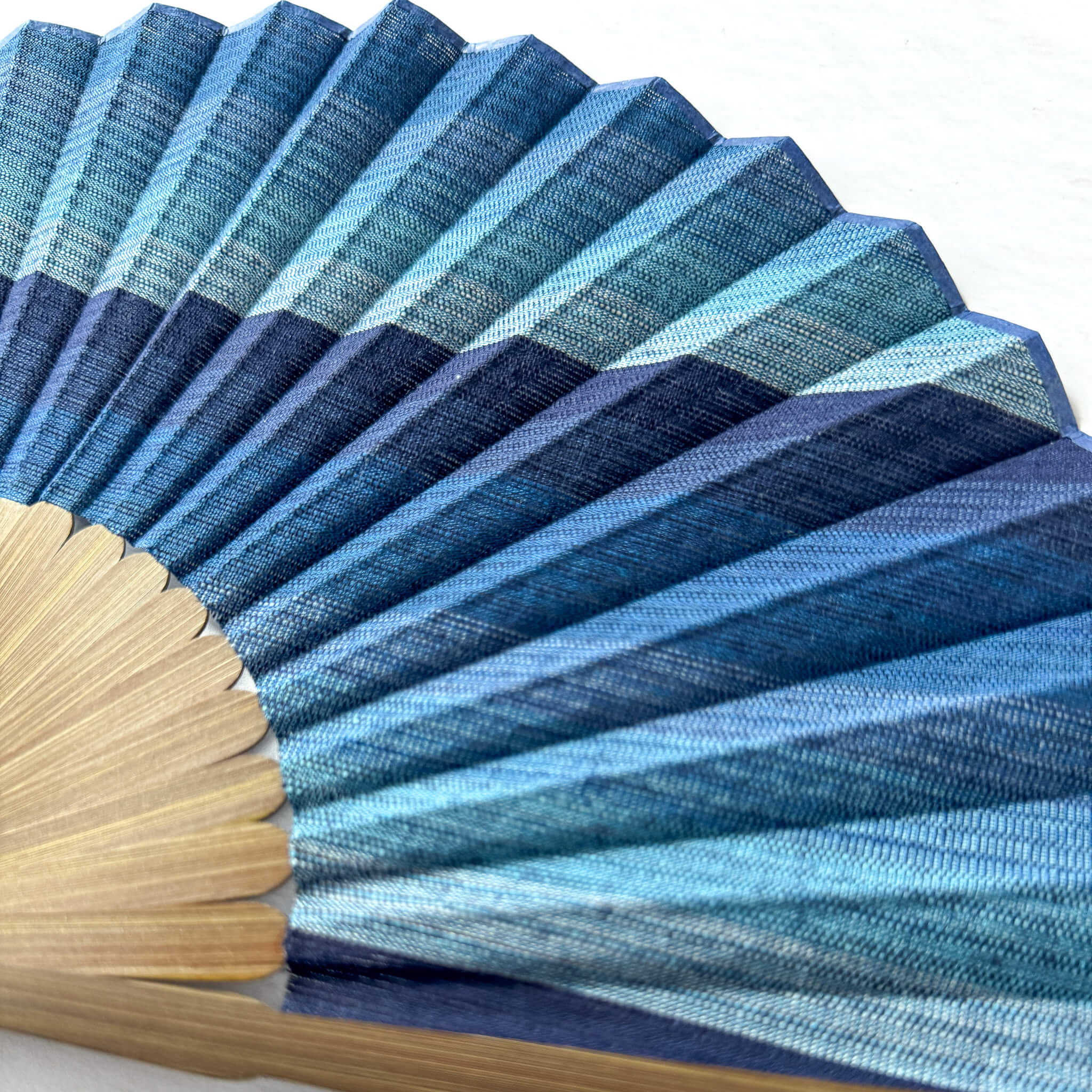 Japanese Awa Shijira Cotton Folding Fan by Nagao Orifu