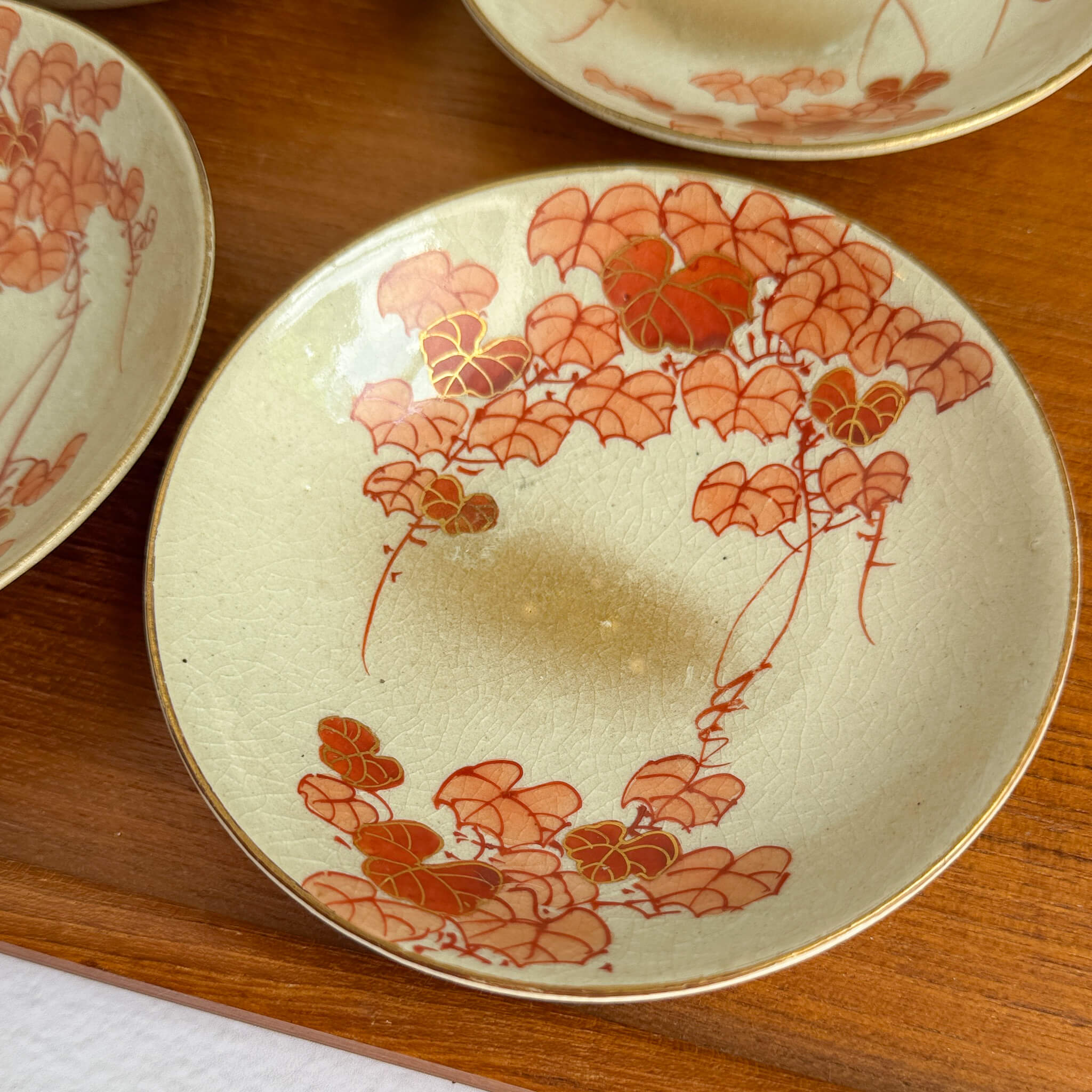 Vintage Kutani Porcelain Autumn Ivy Small Plate