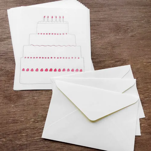 Japanese Paper Letter Set (Mino Washi Letter & Envelope Set) Birthday Cake