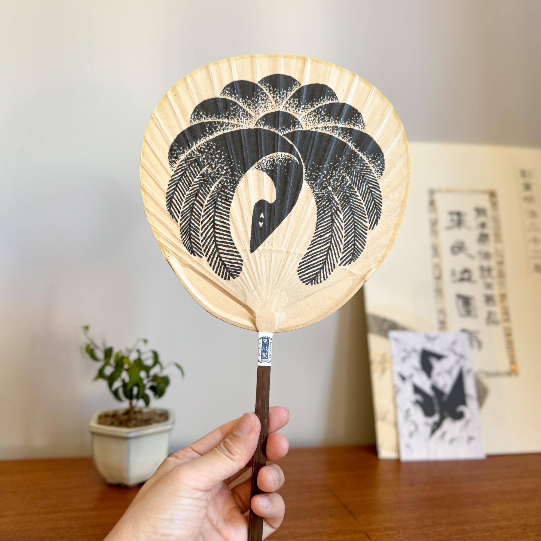 Japanese Shibu Uchiwa Fan "Bird" | Kumamoto, Japan - Nagamochi Shop