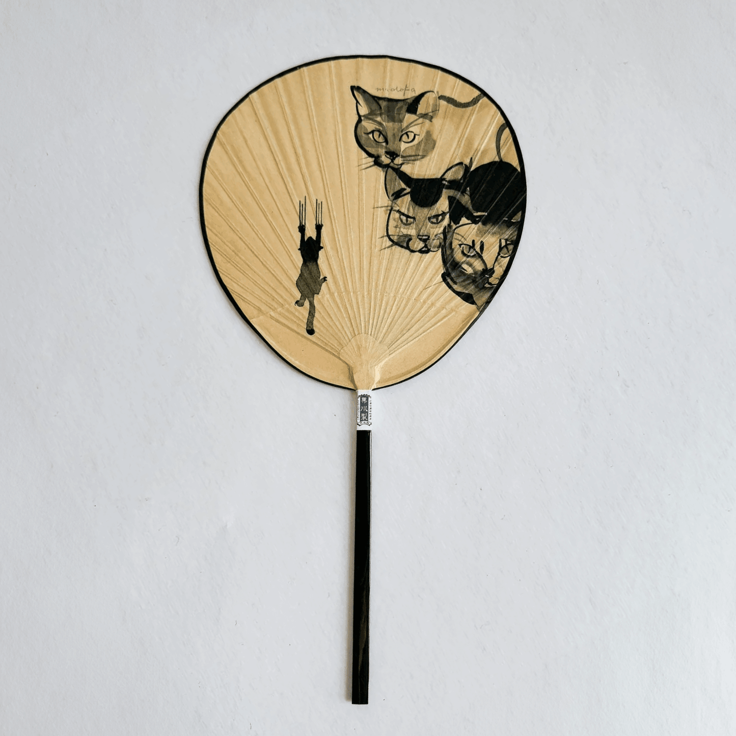 Japanese Shibu Uchiwa Fan "Trio the Cat" | Kumamoto, Japan - Nagamochi Shop