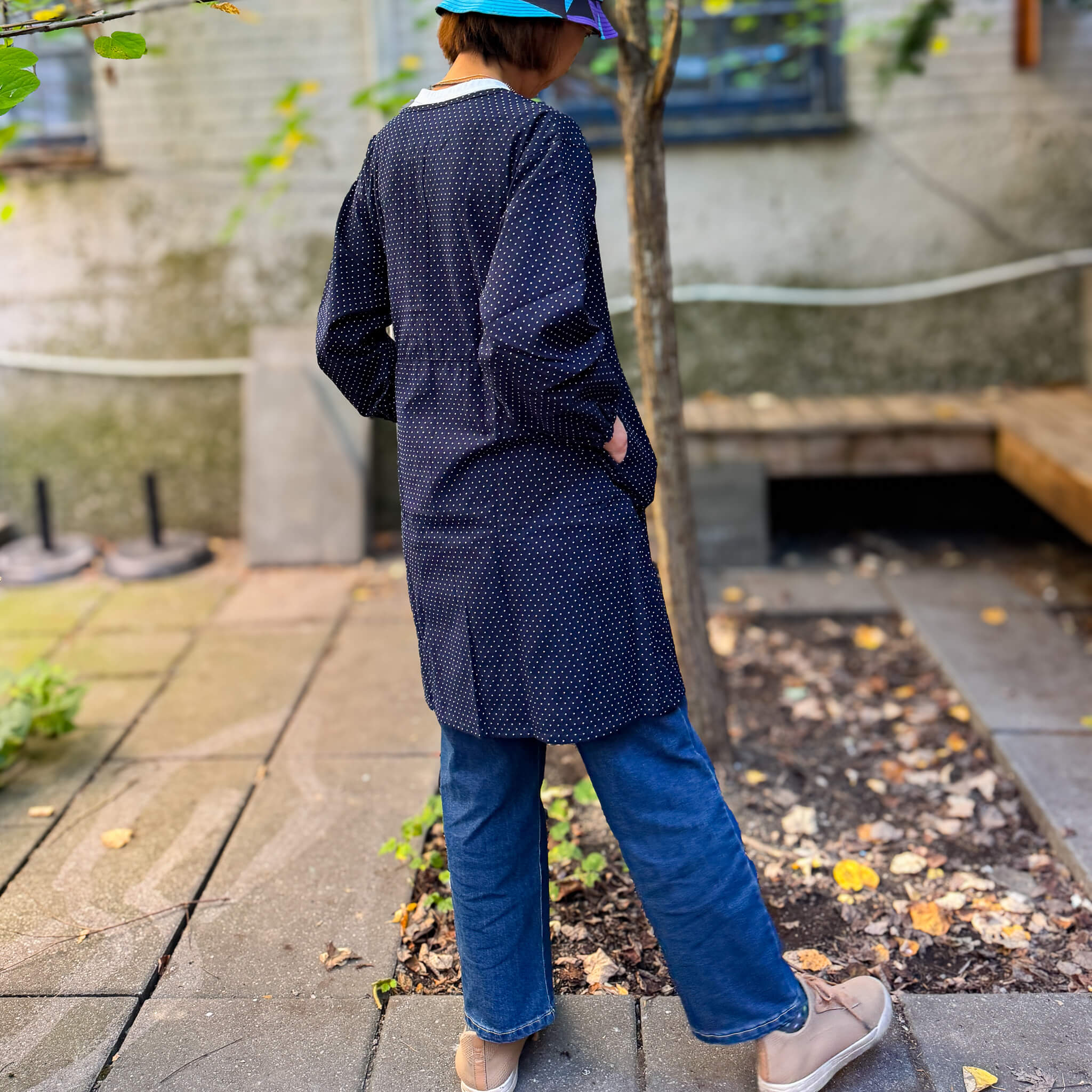 Modern Japanese Kappogi Smock Tunic – Made with Kurume Woven Fabric