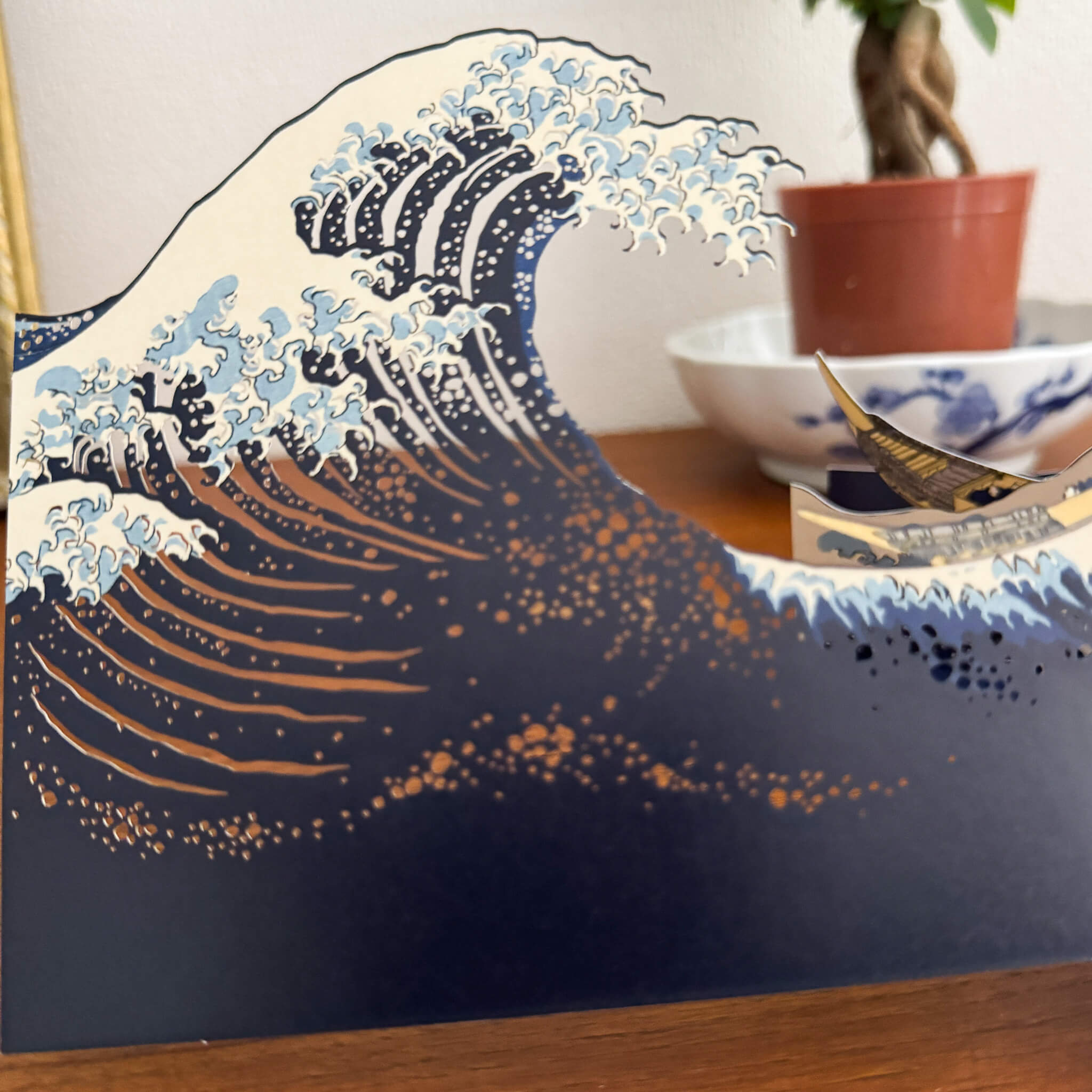 Katsushika Hokusai “The Great Wave off Kanagawa” 3D Ukiyo-e Layered Card