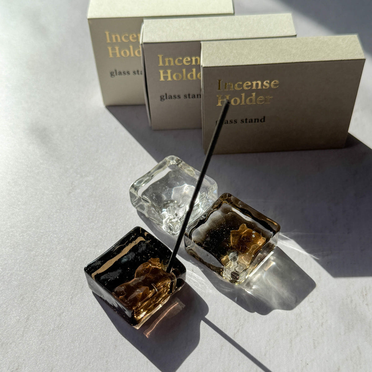 Square Glass Incense Holder
