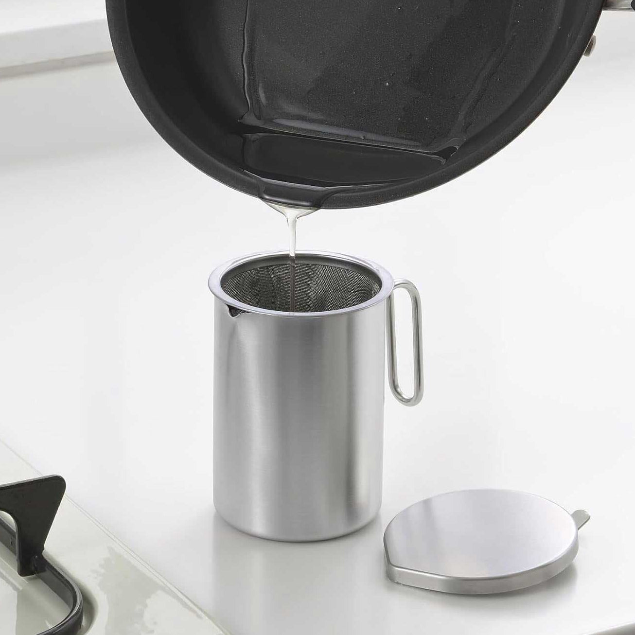 Stainless Steel Mini Oil Strainer Pot / YOSHIKAWA
