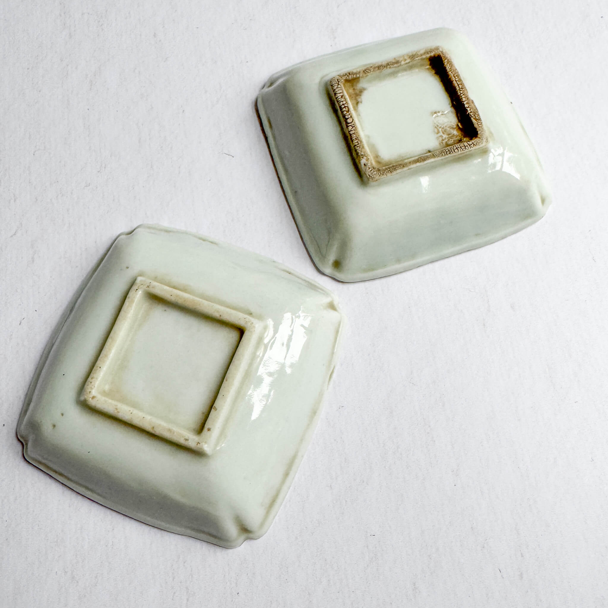 Vintage Square Soy Sauce Dish with Plum Blossom Relief