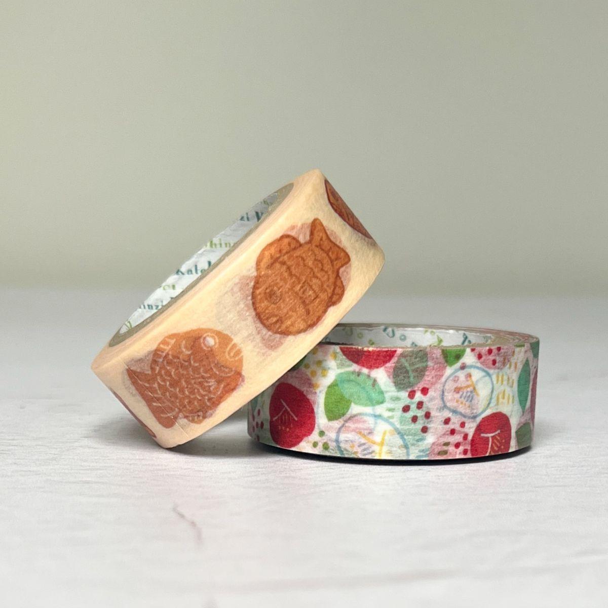 15mm Washi Tape "Taiyaki" "Tsubaki" "Sleeping Cat" - Nagamochi Shop