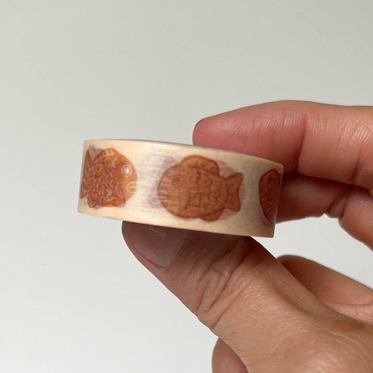 15mm Washi Tape "Taiyaki" "Tsubaki" "Sleeping Cat" - Nagamochi Shop