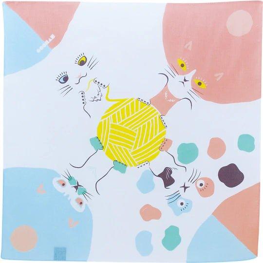 4 Cat Face Furoshiki 48x48cm - Nagamochi Shop
