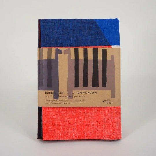 Art Furoshiki 100x100cm (Stripe Horse Blue & Red) - Nagamochi Shop