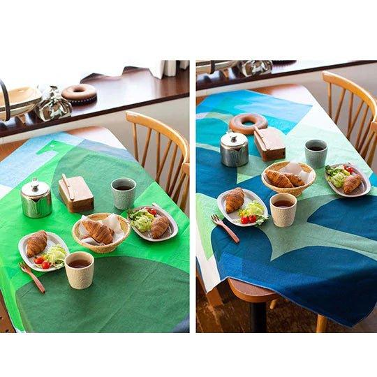 Art Furoshiki 100x100cm (Water Bird Green & Navy Blue) - Nagamochi Shop