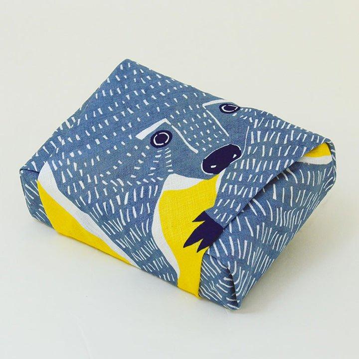 Art Furoshiki (Bear & Bird Yellow) 50cmx50cm - Nagamochi Shop