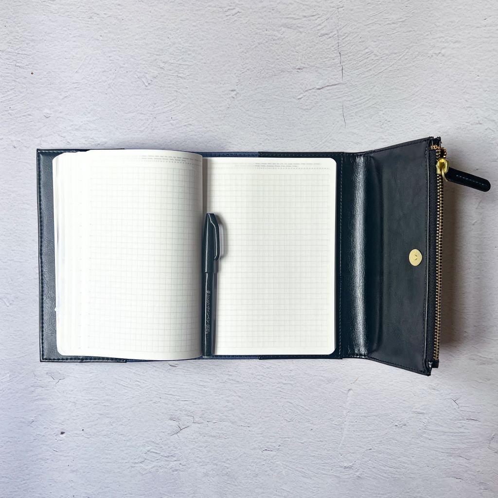 B6 Notebook Cover with Pen Case (Faux leather) - Nagamochi Shop