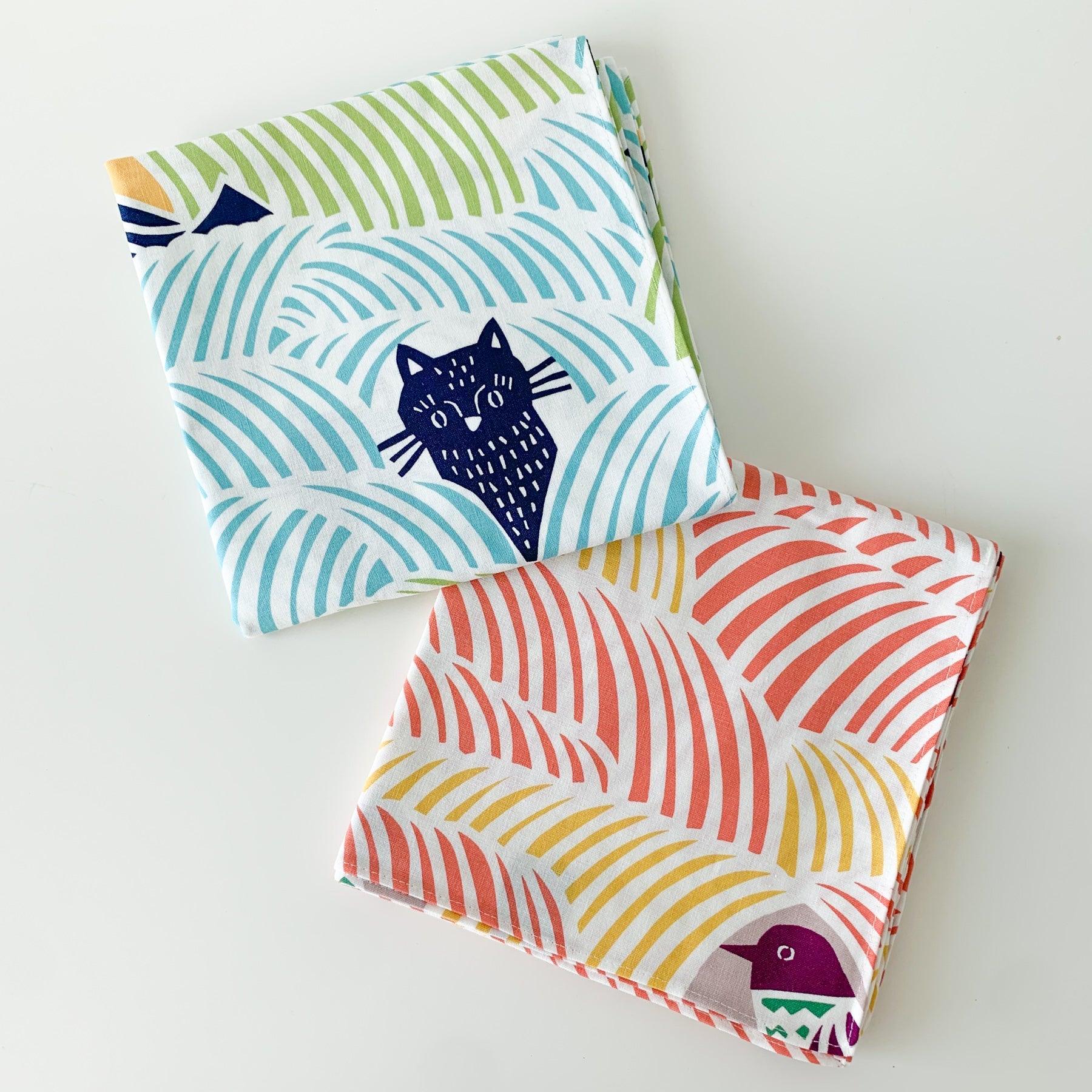 Cats & Birds Furoshiki 70 x 70cm - Nagamochi Shop