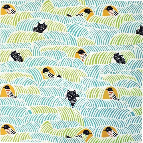 Cats & Birds Furoshiki 70 x 70cm - Nagamochi Shop