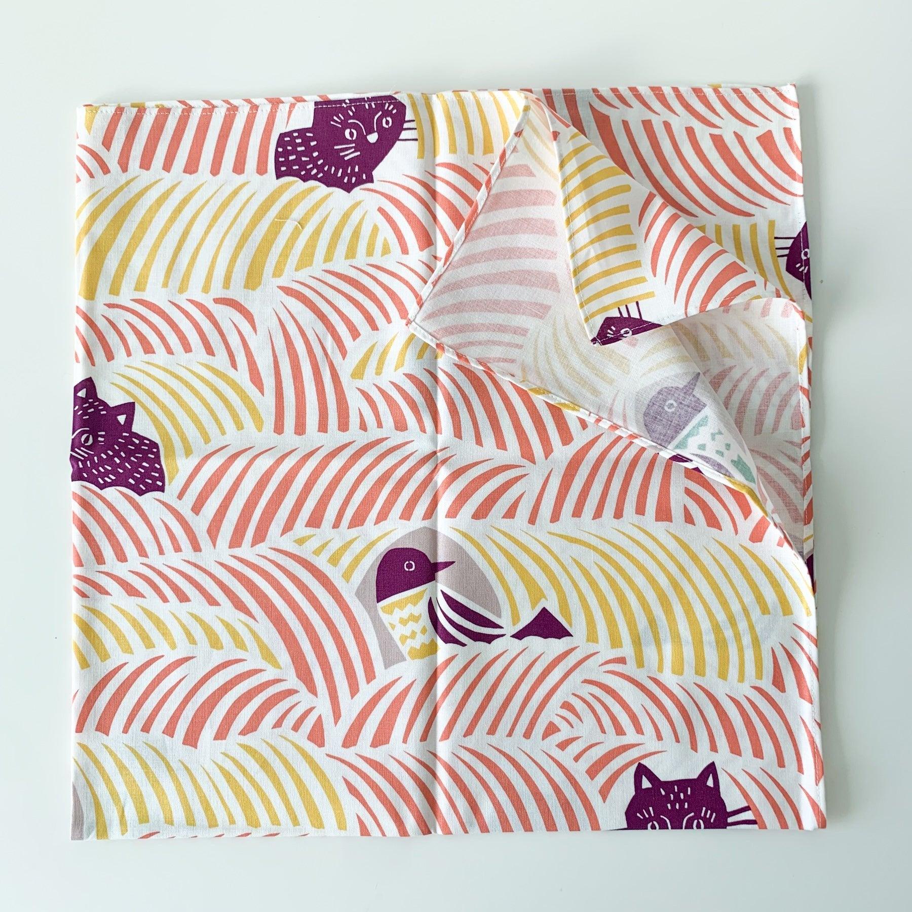 Cats & Birds Furoshiki 70 x 70cm - Nagamochi Shop