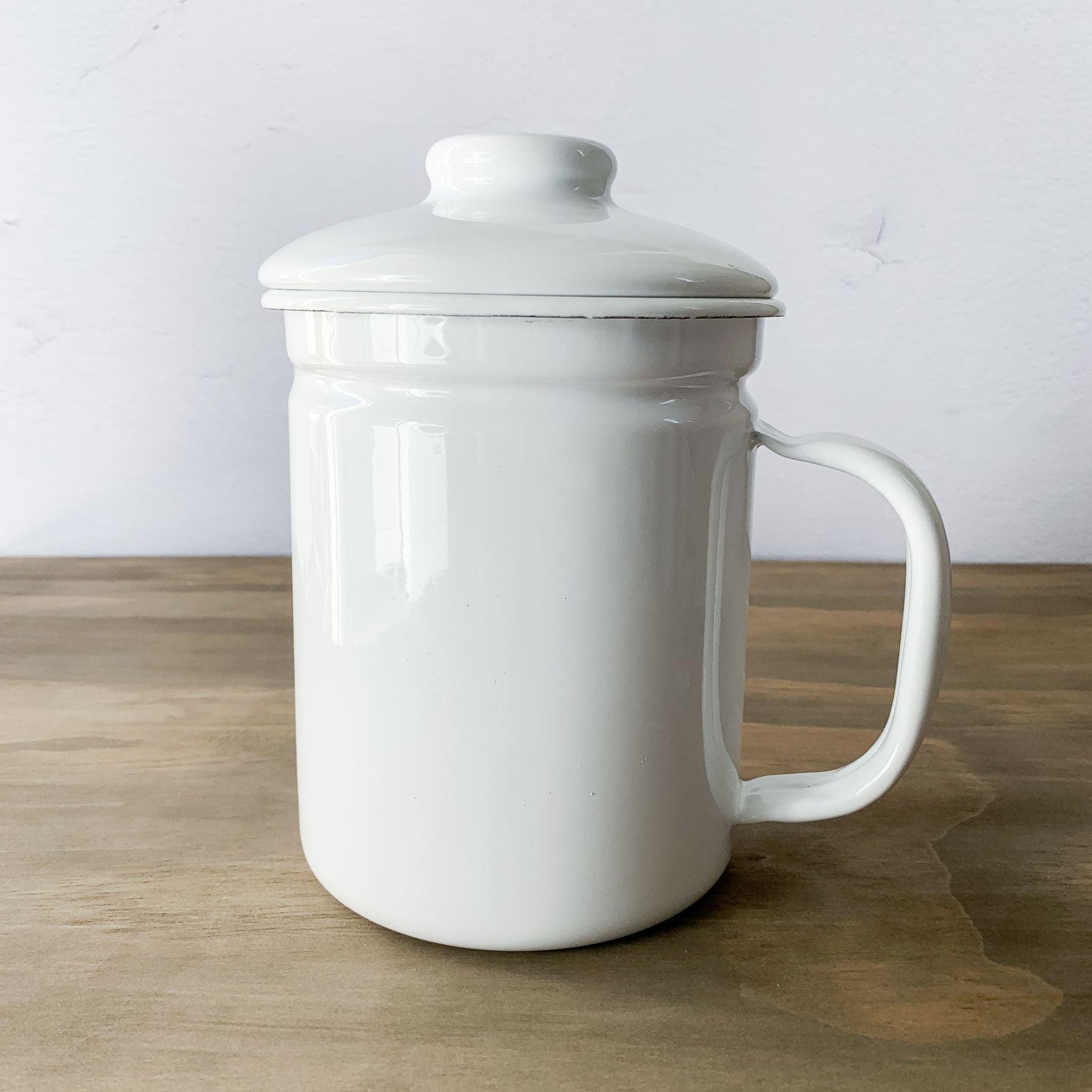 Enamelware Oil Pot with Strainers 1L - Nagamochi Shop