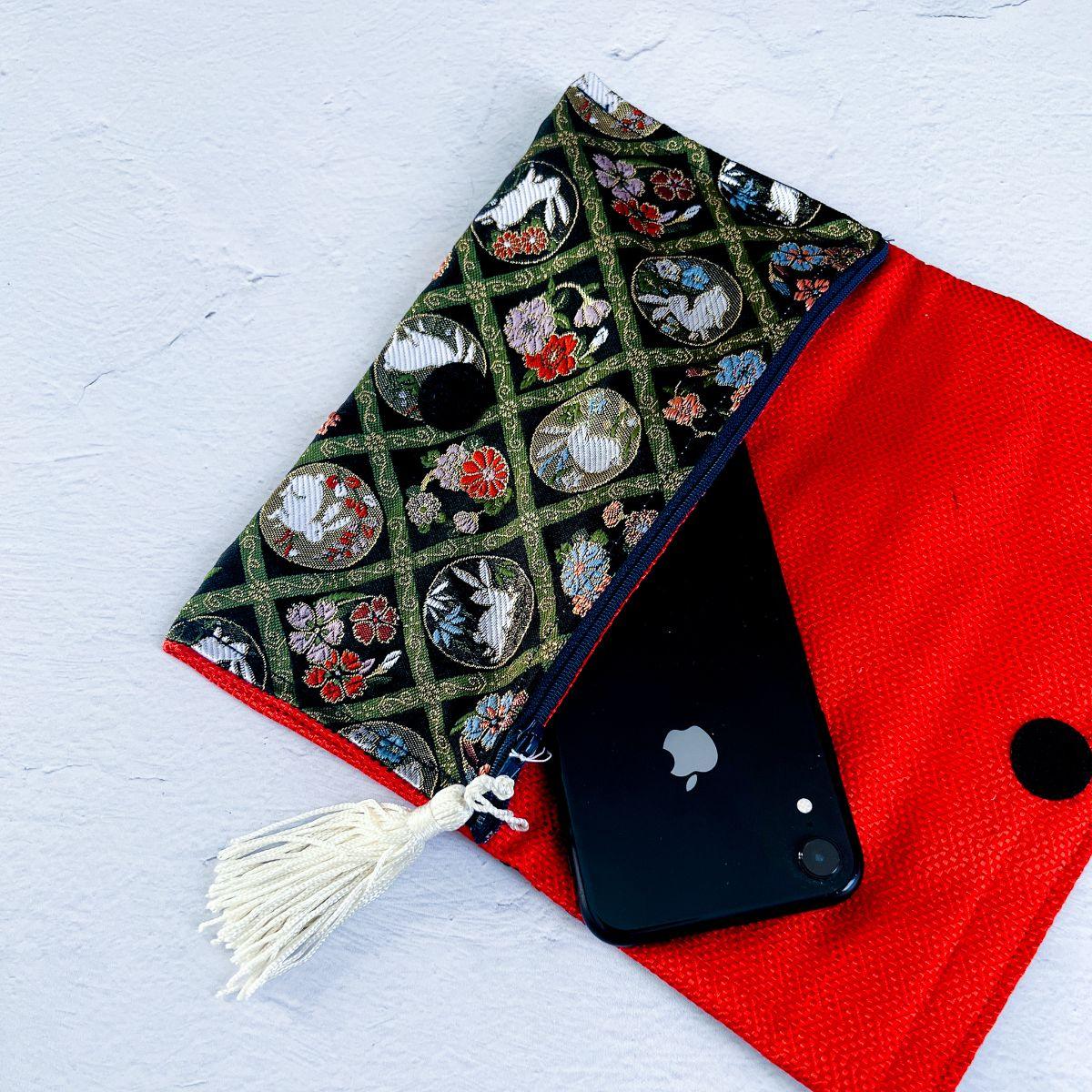 Handmade Kimono Clutch Pouch bag - Nagamochi Shop