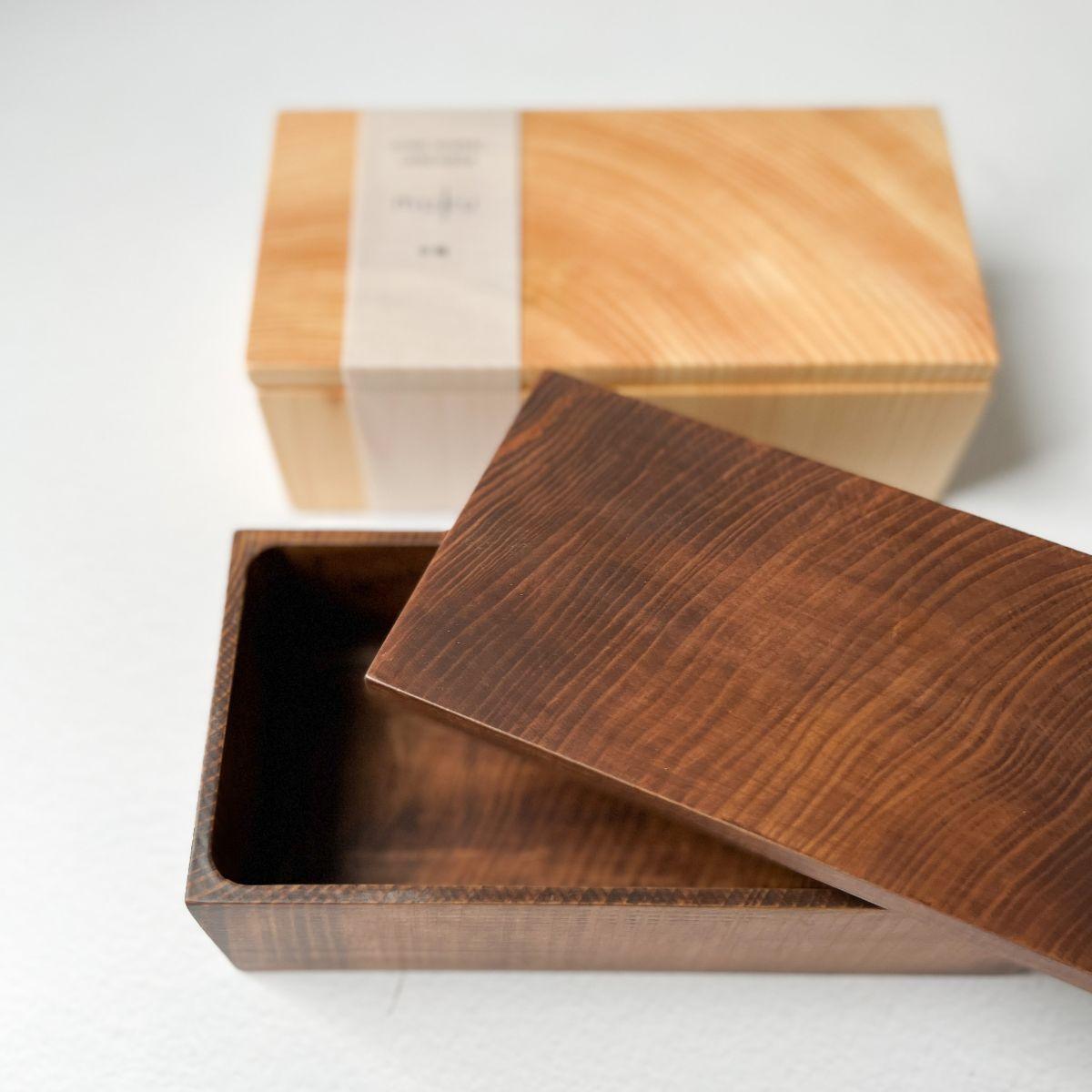 Hollowed Out Hinoki Wood Bento Box - Nagamochi Shop