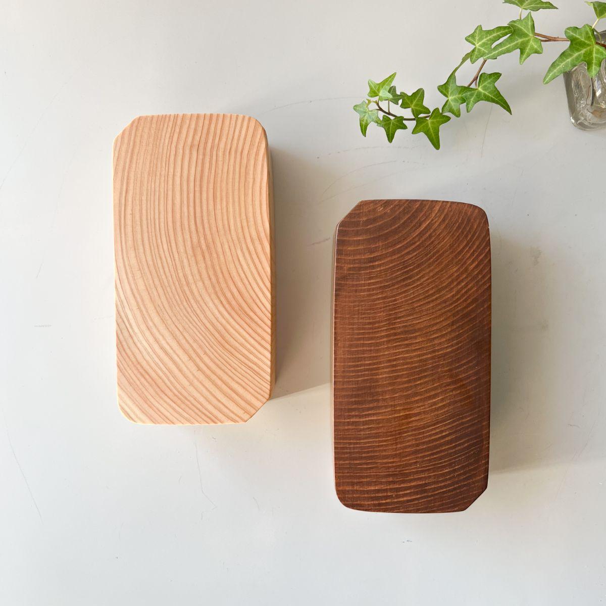 Hollowed Out Hinoki Wood Bento Box - Nagamochi Shop