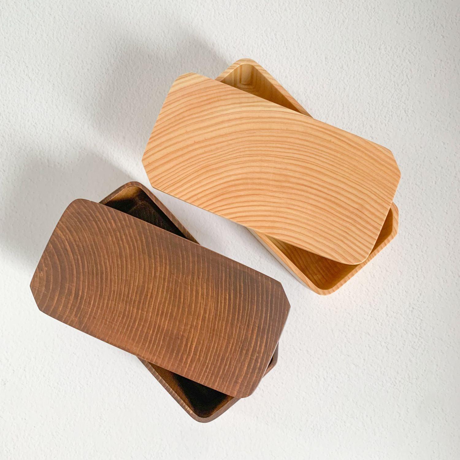 Hollowed Out Hinoki Wood Bento Box - Nagamochi Shop