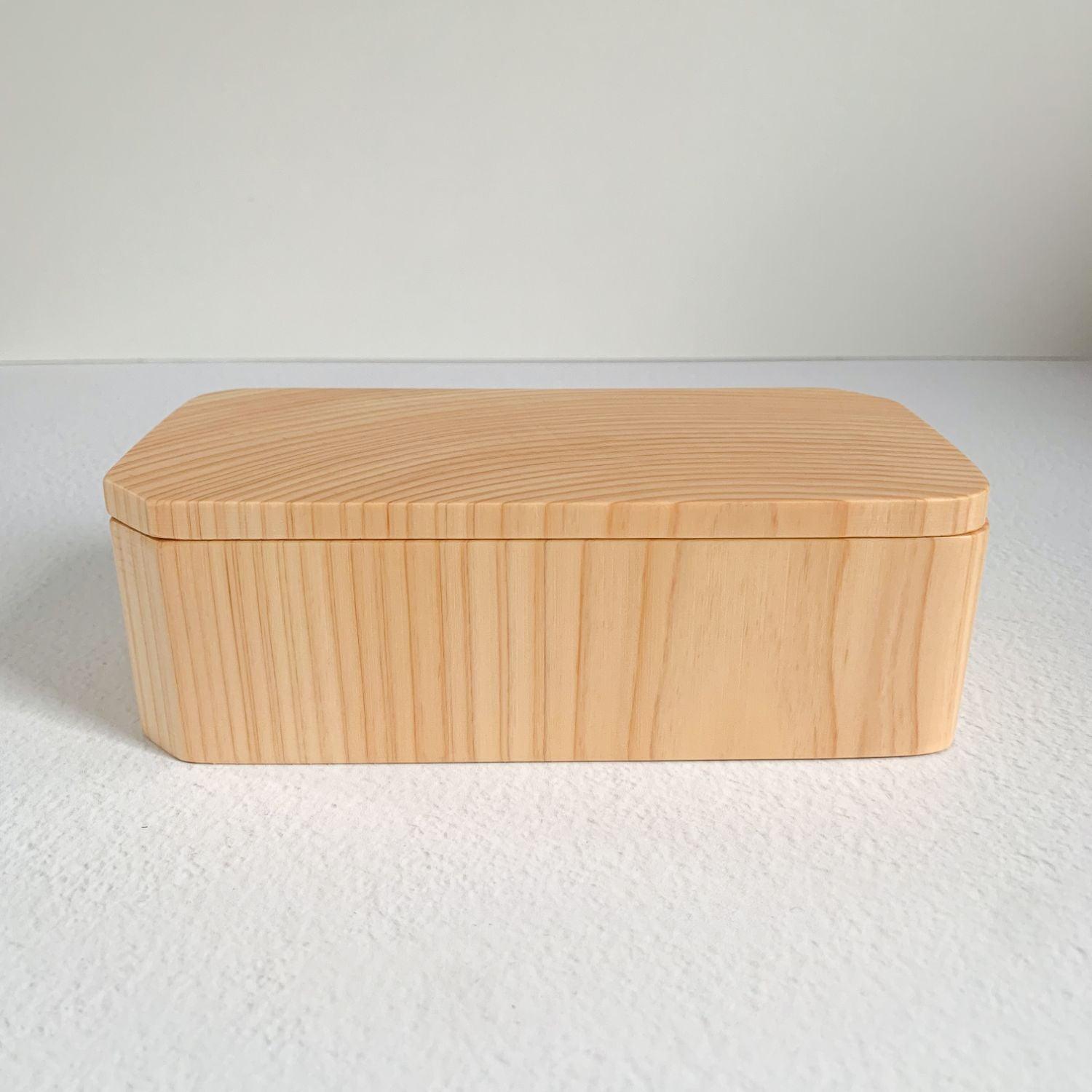 Hollowed Out Hinoki Wood Bento Box - Nagamochi Shop