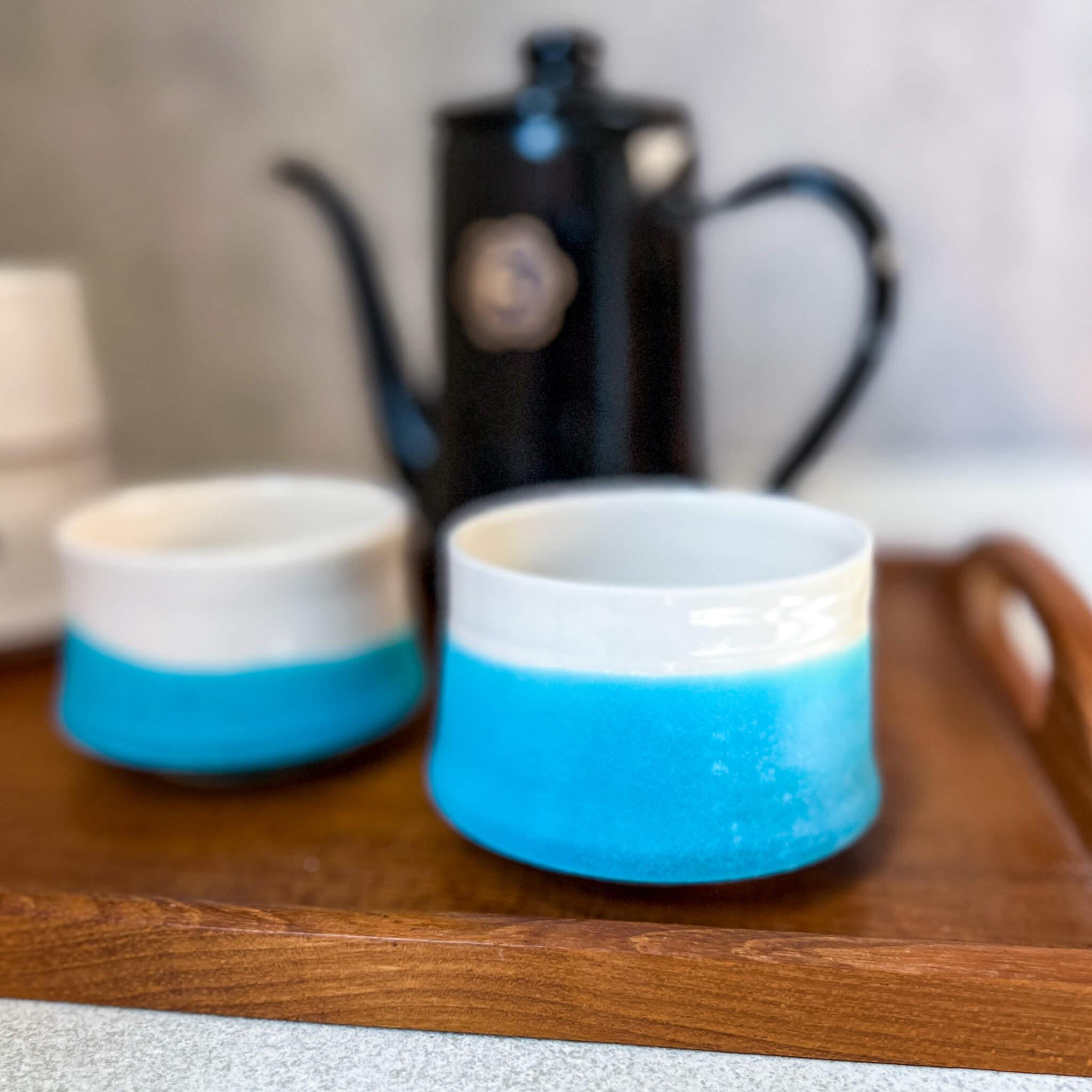 Local Handmade Stackable Tea Cup : Turquoise - Nagamochi Shop