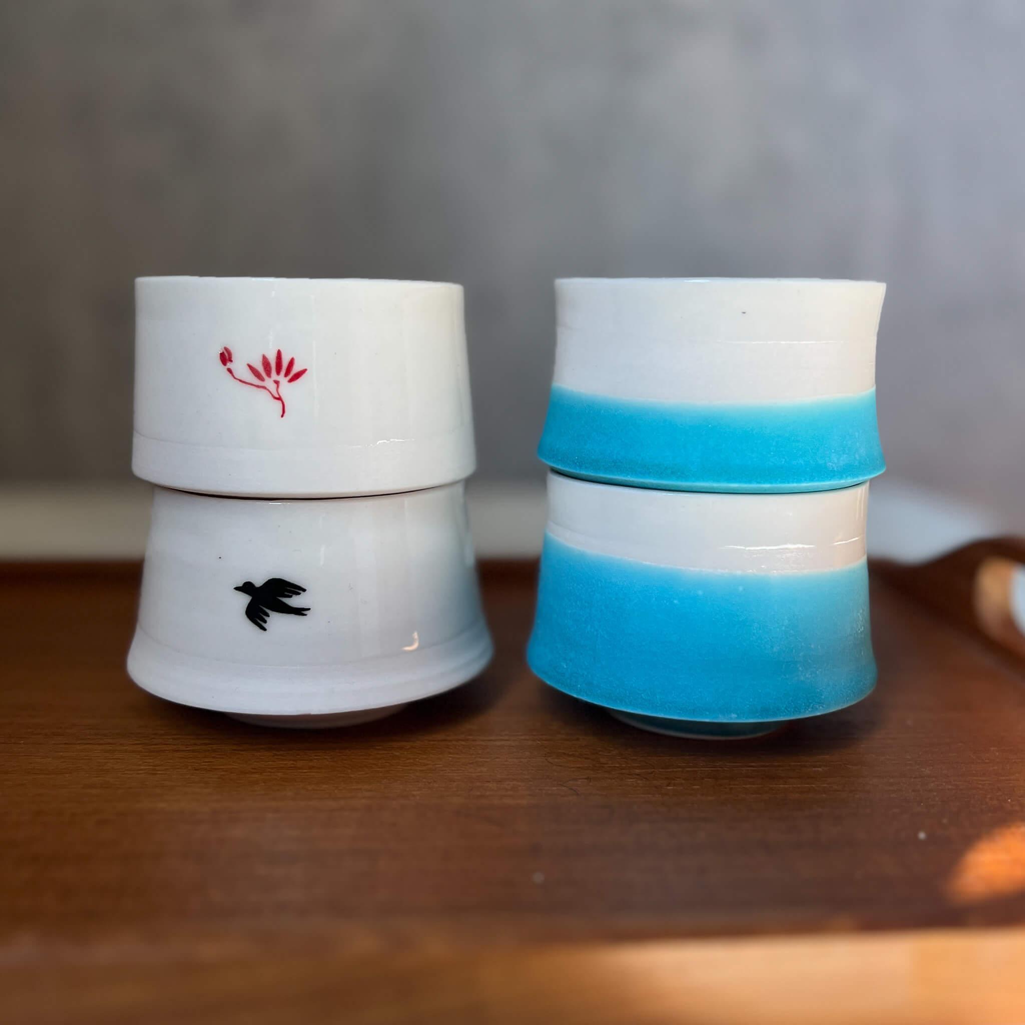 Local Handmade Stackable Tea Cup : Turquoise - Nagamochi Shop
