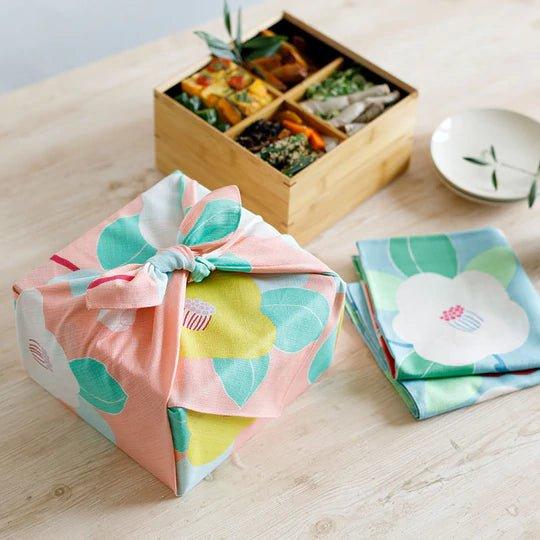 Organic Cotton Furoshiki (Camellia Salmon Pink) 70cm, 100cm - Nagamochi Shop