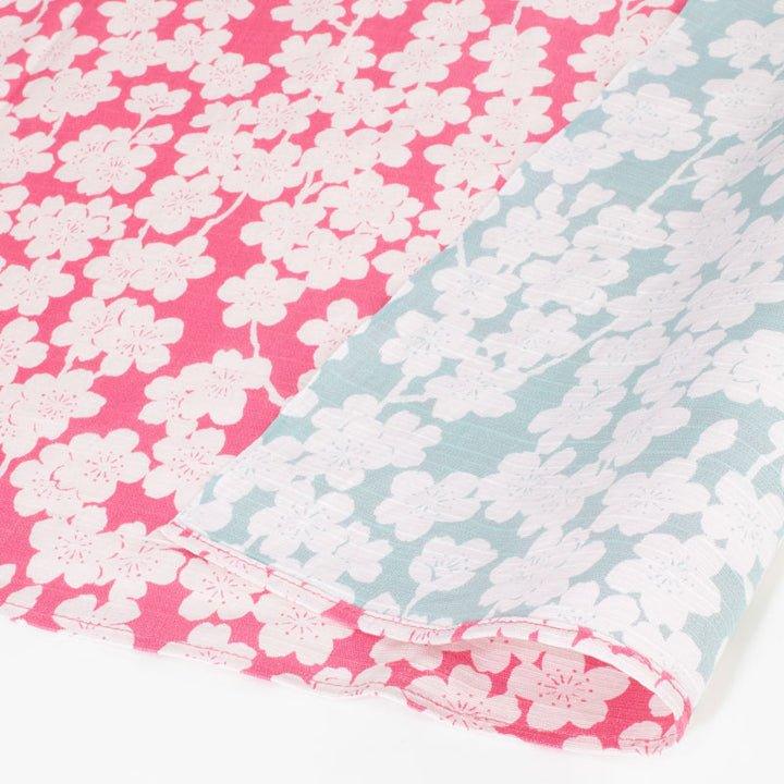 Reversible Furoshiki (Cherry Blossom) Cherry pink / Mint 48cm x 48cm - Nagamochi Shop