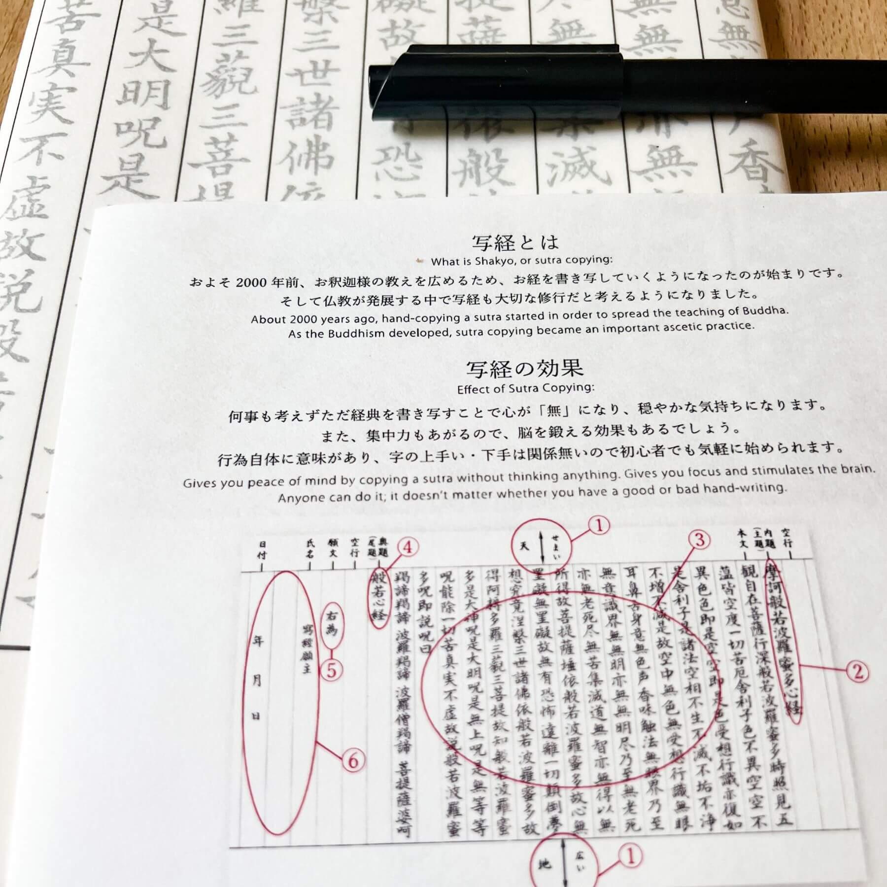 Shakyo Set (Sutras Copying Paper and Brush Pen) - Nagamochi Shop