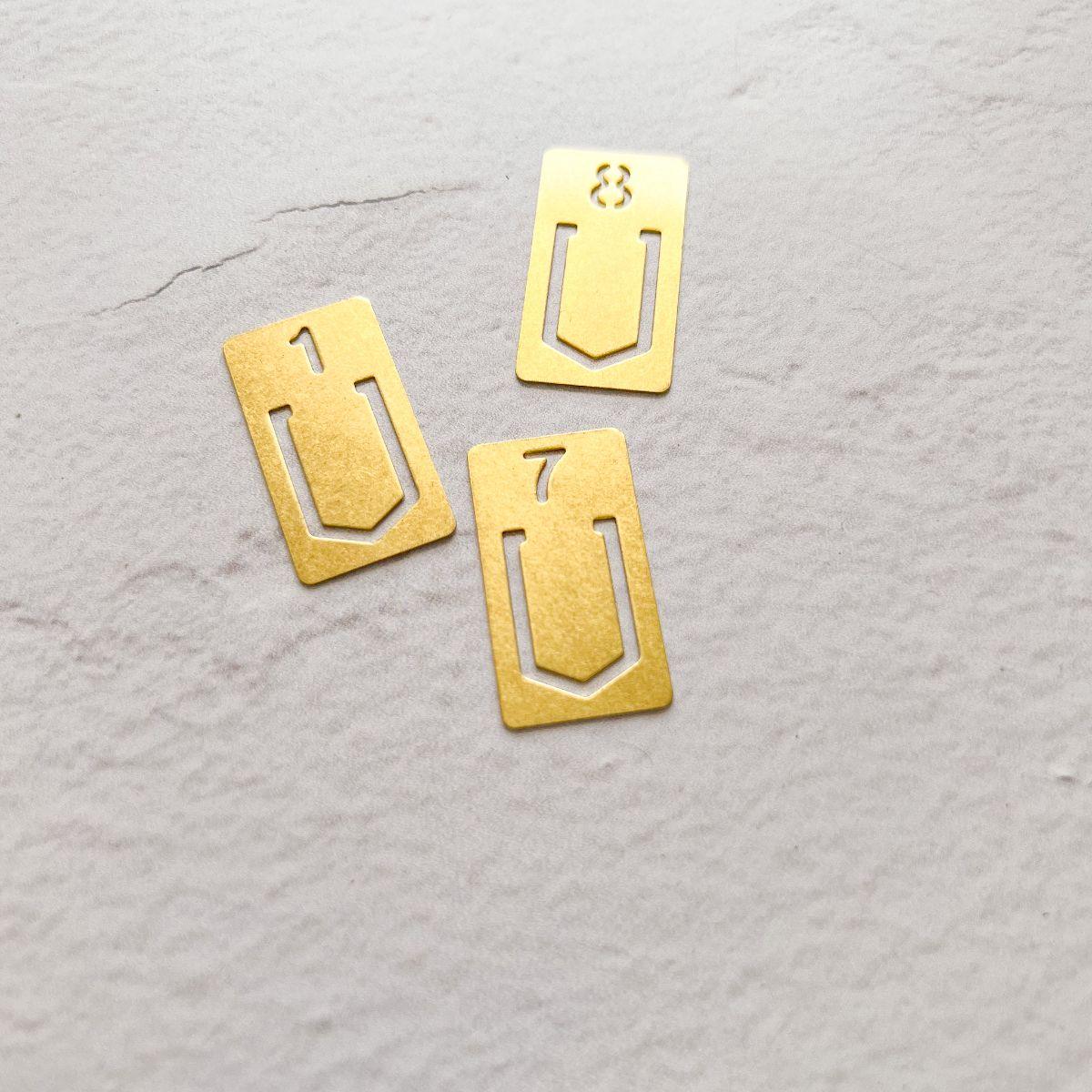 Solid Brass Number Paper Clip - Nagamochi Shop