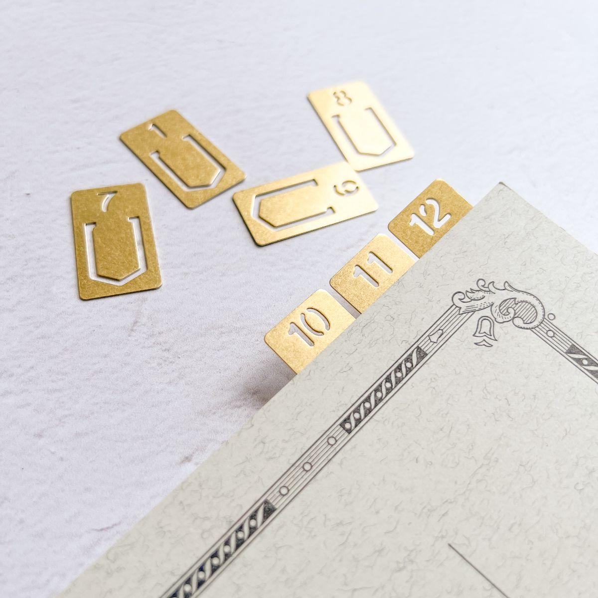 Solid Brass Number Paper Clip - Nagamochi Shop