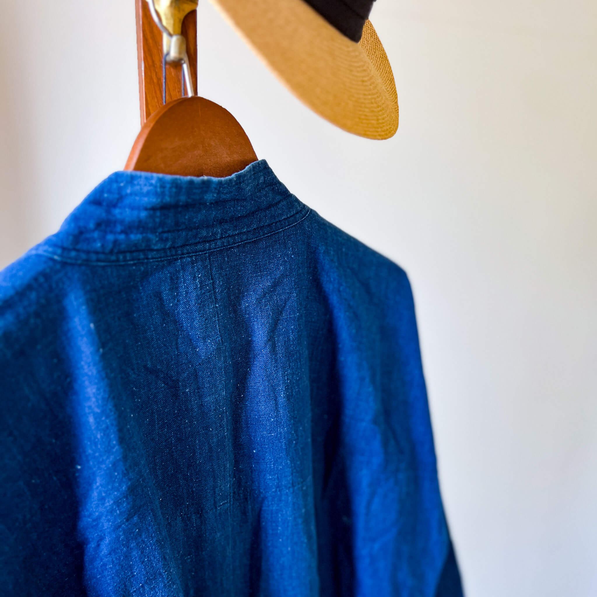 Used Indigo Dyed Cotton Samue Jacket - Nagamochi Shop