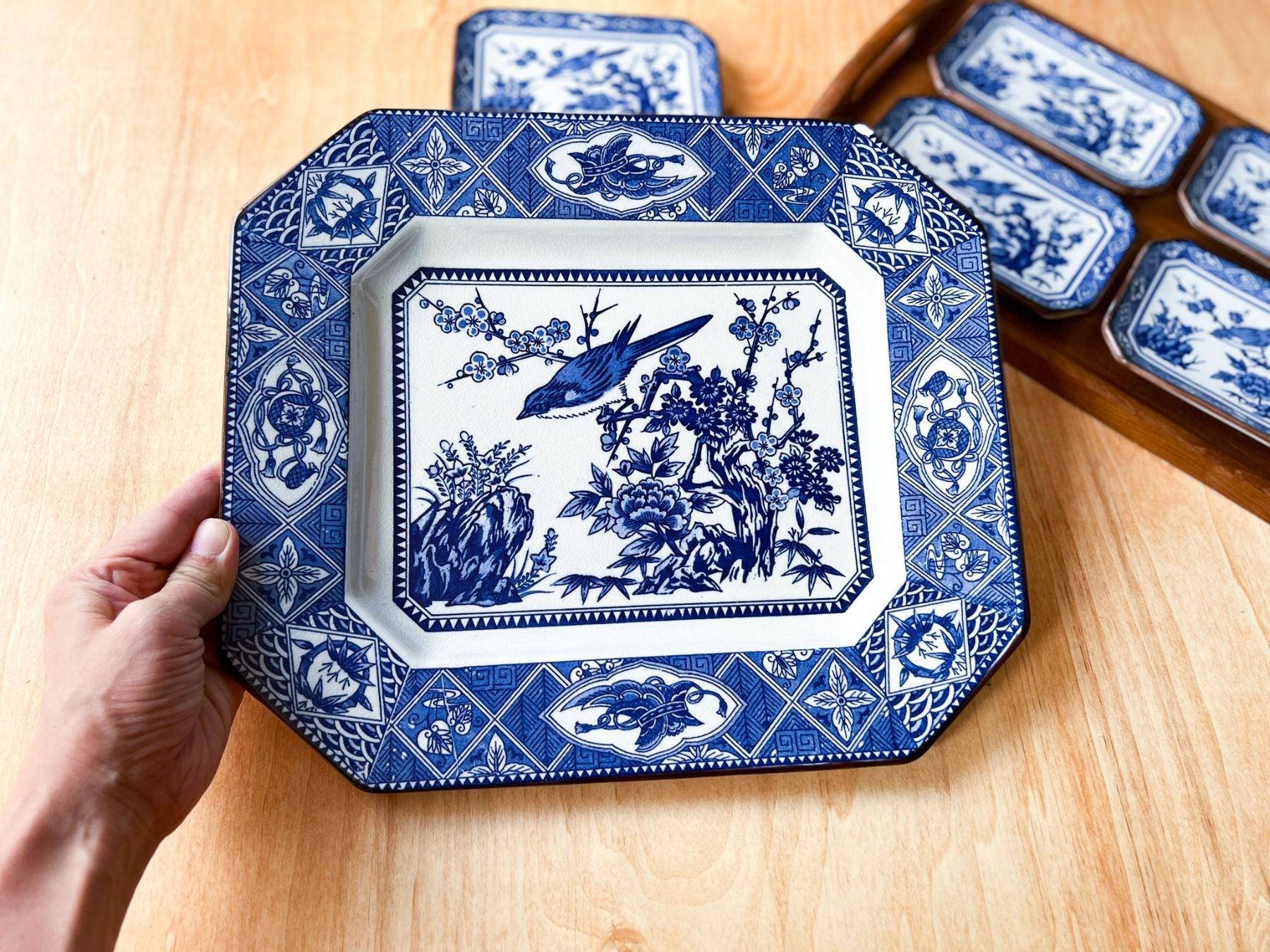 Vintage Arita Porcelain Square Plates Set - Nagamochi Shop