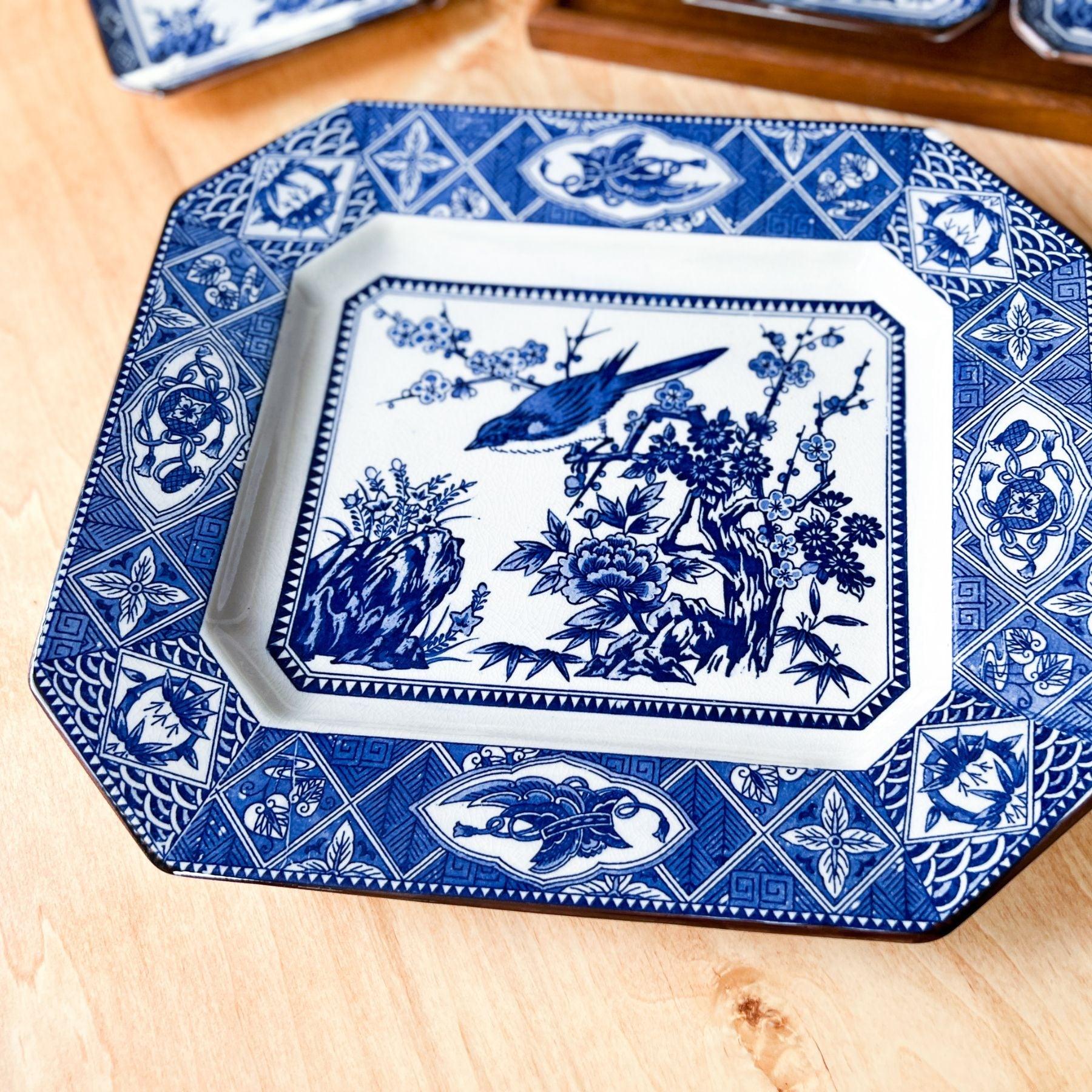 Vintage Arita Porcelain Square Plates Set - Nagamochi Shop