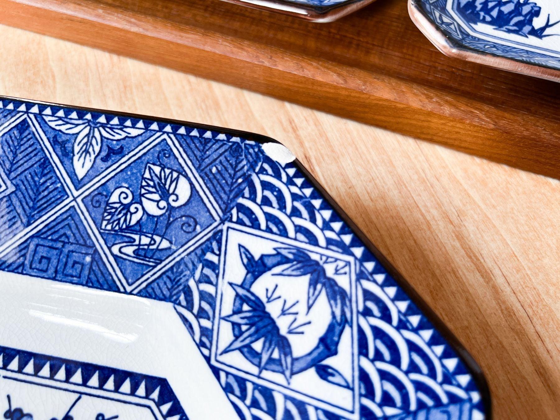 Vintage Arita Porcelain Square Plates Set - Nagamochi Shop